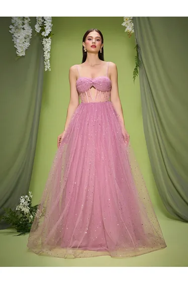 Leely Elegant Spaghetti Straps Sleeveless Evening Gown