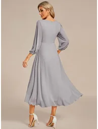 ever BRIAR|3/4 Sleeves Asymmetrical Hem A-Line Midi Wedding Guest Dress - 2