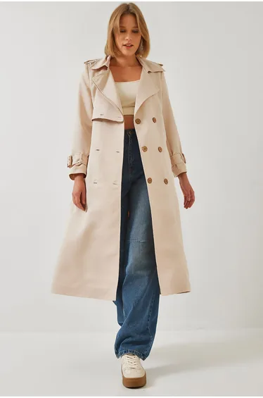 Women's Garni Windbreaker Detail Flap Trench Coat