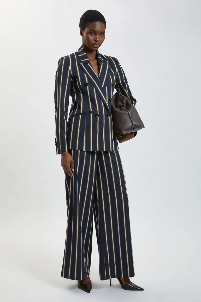 Stripe Wide Leg Tailored Trouser