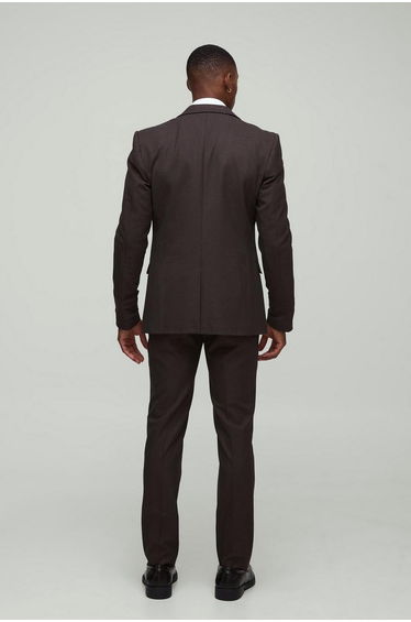 Skinny Fit Prince Of Wales Check Blazer - chocolate product thumbnail 2