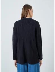 Black Longline Double Breasted Trench Cardigan - 4