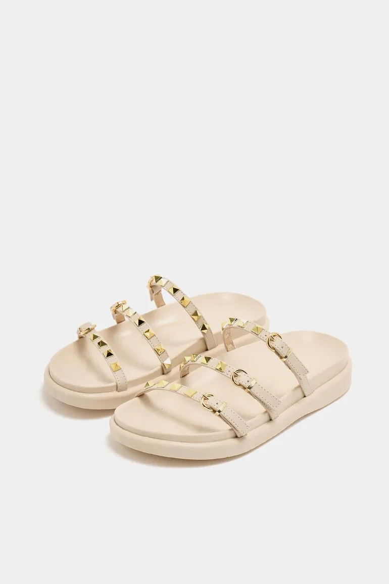 Trend Slippers with Gold Staple Detail - 3