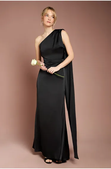 Coast Honoured Drape One Shoulder Satin Maxi Dress