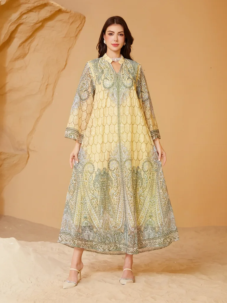 عباية تيك تو باللون الأصفر