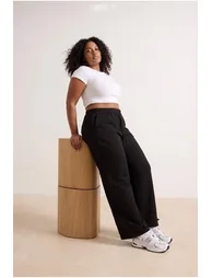 Black Slim Waist and Leg Stopper Detailed Jogger Plus Size Sweatpants - 4