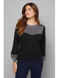 Western Blouson Knitted Blouse - 1