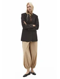 High Waist Long Trousers - WARM SAND