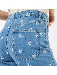 Regular Fit Cotton Jean with All-Over Embroidery BLUE - 4