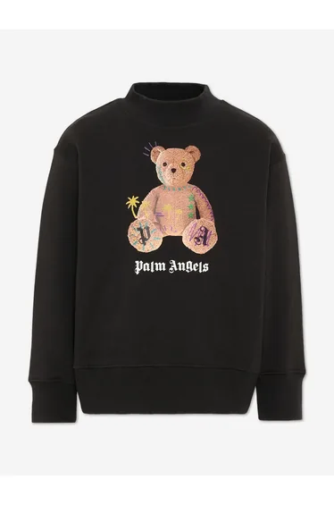Palm Angels Kids Teddy with Signs Sweatshirt in Black