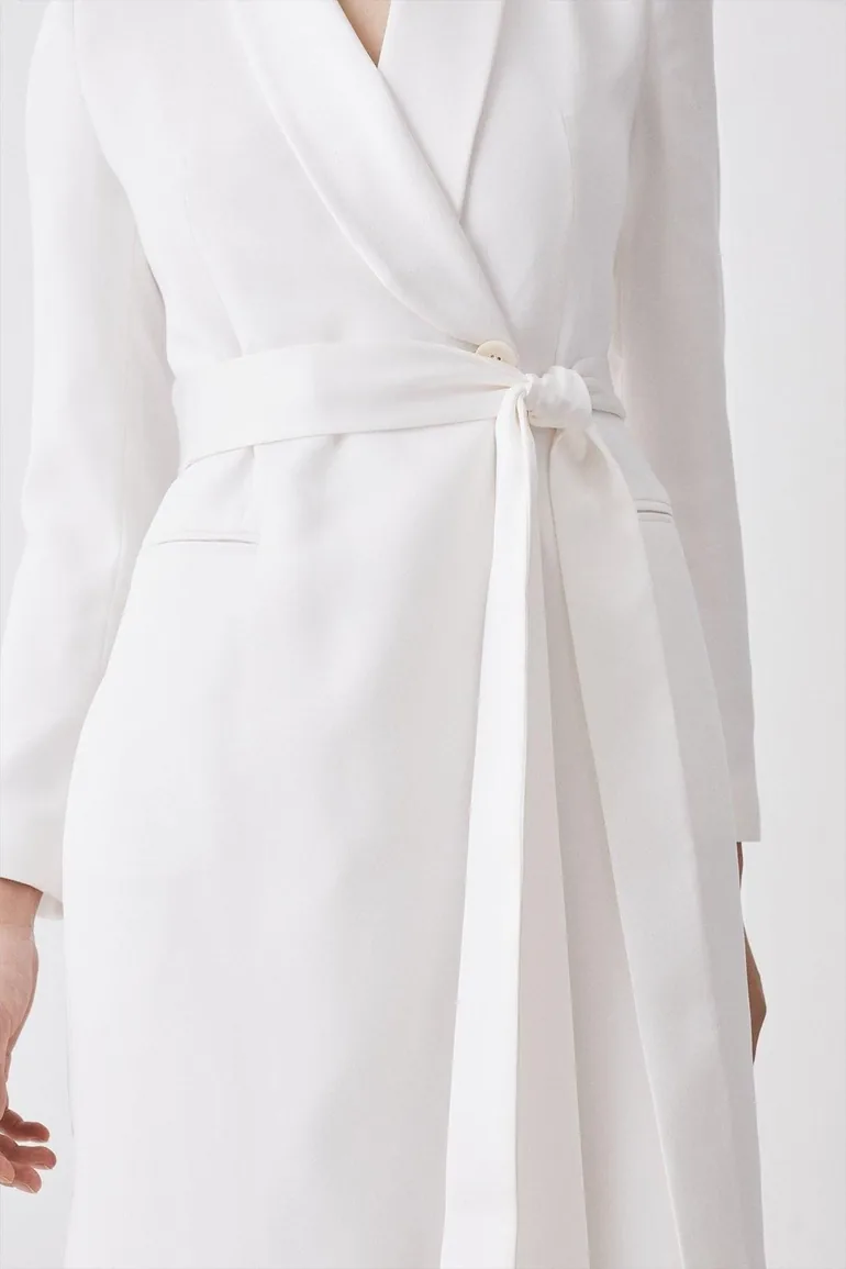 Satin Back Crepe Tuxedo Midi Dress - 2
