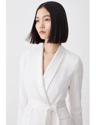 Satin Back Crepe Tuxedo Midi Dress - 1