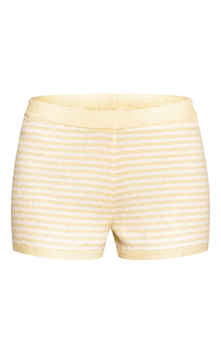 Yellow Stripe Towelling Knit Shorts - 5