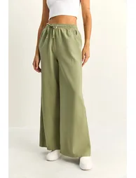 LUCCI Wide Leg Cotton Trousers with Drawstring Waist - 3