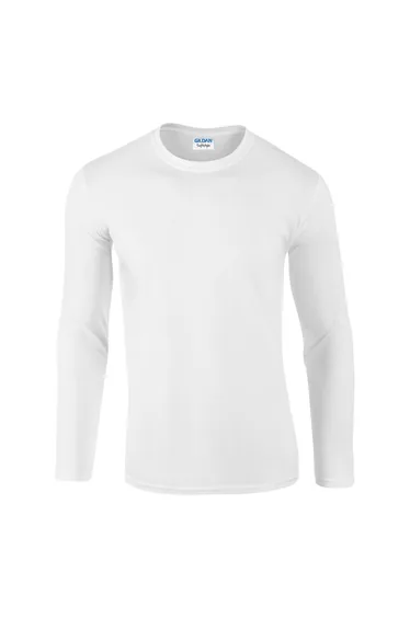 Gildan Mens Soft Style Long Sleeve T-Shirt - White