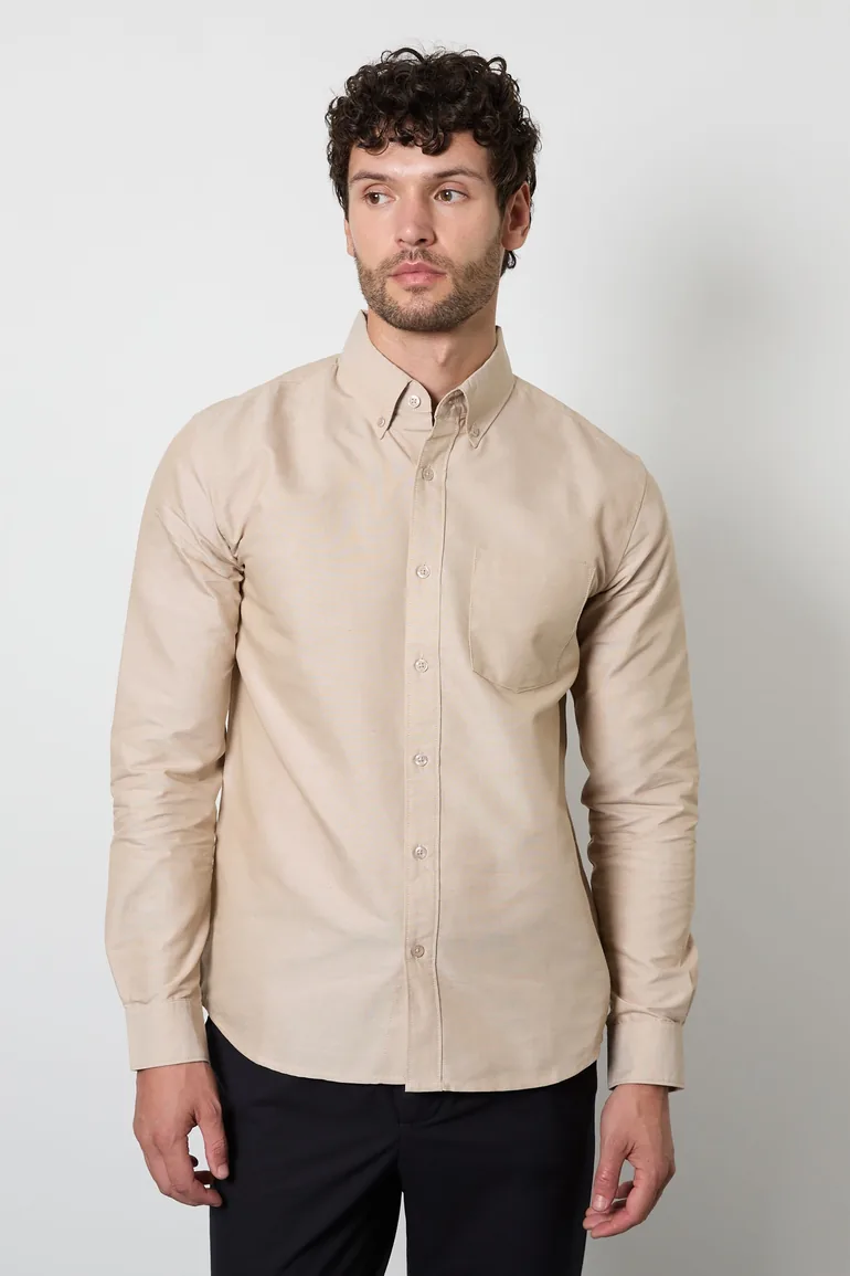 Natural Oxford Long Sleeve Shirt