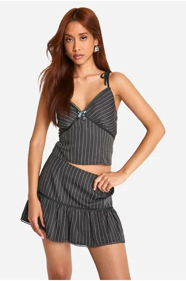 Pinstripe Cami - charcoal