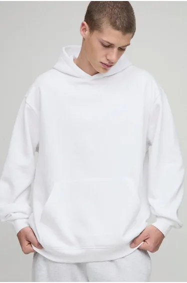 Basic Oversized Over the Head Hoodie - white