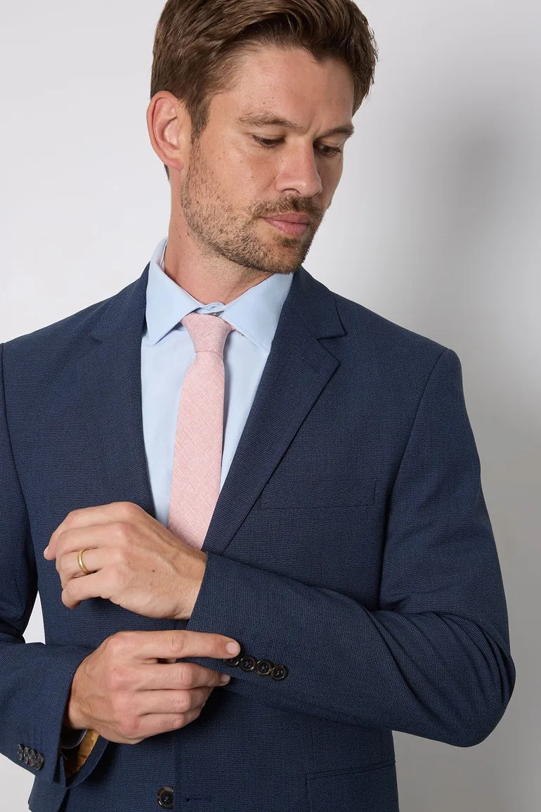 Navy Marl Slim Fit Suit Jacket - 1