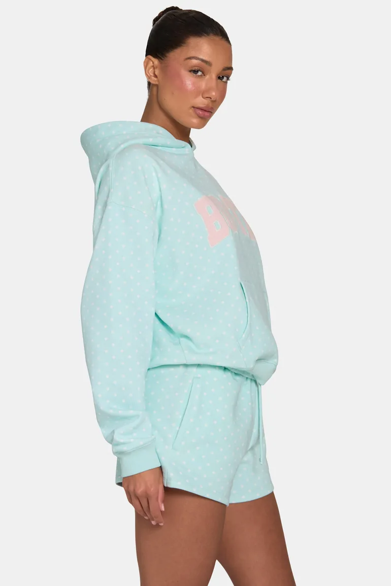 Oversized Applique Hoodie in Peppermint Polka Dot - 2
