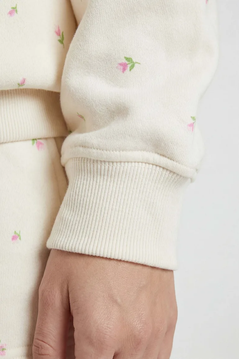 Beverly Hills Puff Print Ditsy Hooded Short Tracksuit - ecru - 1
