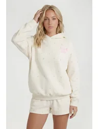 Beverly Hills Puff Print Ditsy Hooded Short Tracksuit - ecru