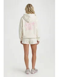 Beverly Hills Puff Print Ditsy Hooded Short Tracksuit - ecru - 2