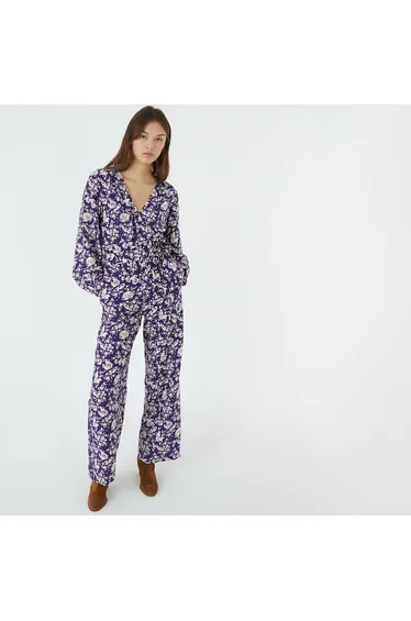 Floral Print Jumpsuit, Length 29"