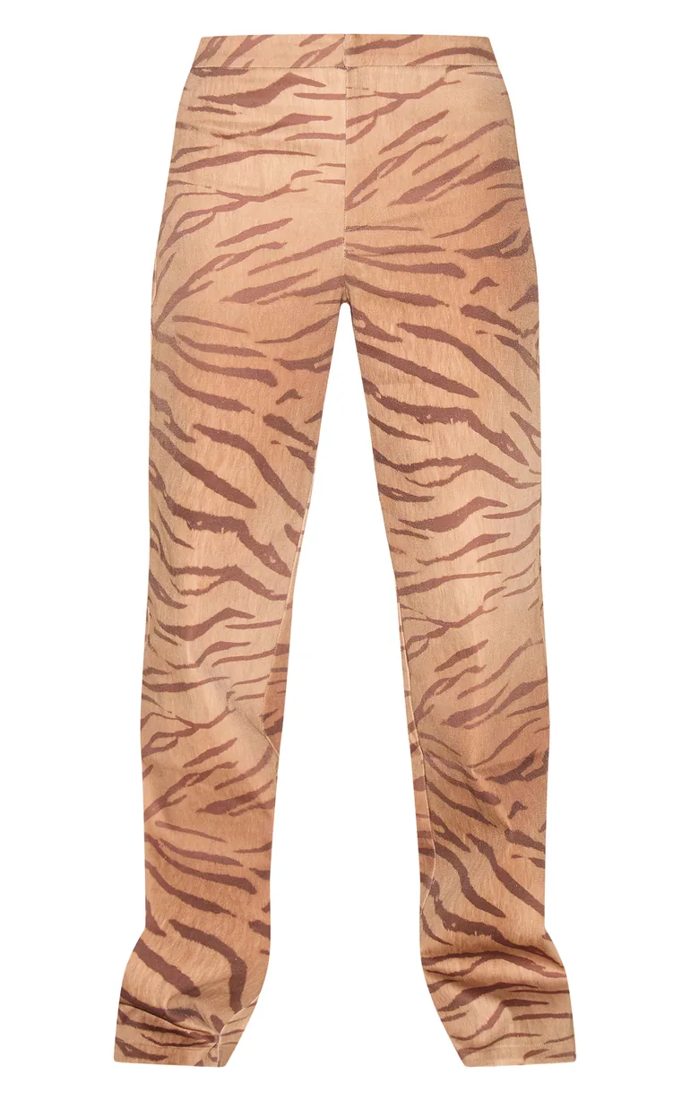Brown Tiger Printed Trousers - 4