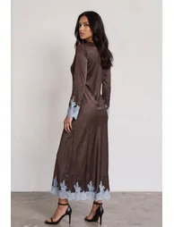 TFNC Lavisha Lace Chocolate Maxi Dress - 1