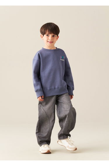 Kaiden Rib Panel Graphic Sweatshirt - Blue