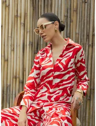 Abstract Printed Longline Shirt and Pants Co-Ords - 3
