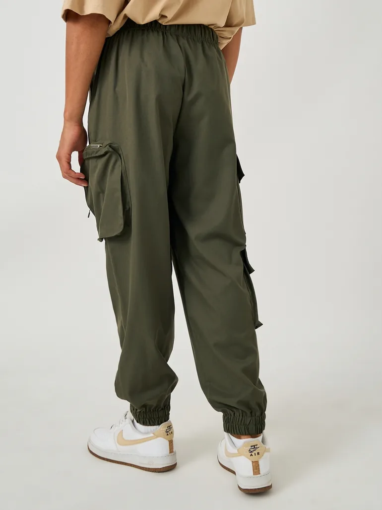 Cotton Twill Utility Oversized Joggers with Zip Pockets - 3