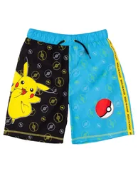 Pokemon Boys Pikachu Pokeball Swim Shorts - Black/Blue