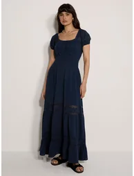 Floral Lace Cotton Milkmaid Maxi Dress - 4