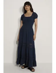Floral Lace Cotton Milkmaid Maxi Dress - 8