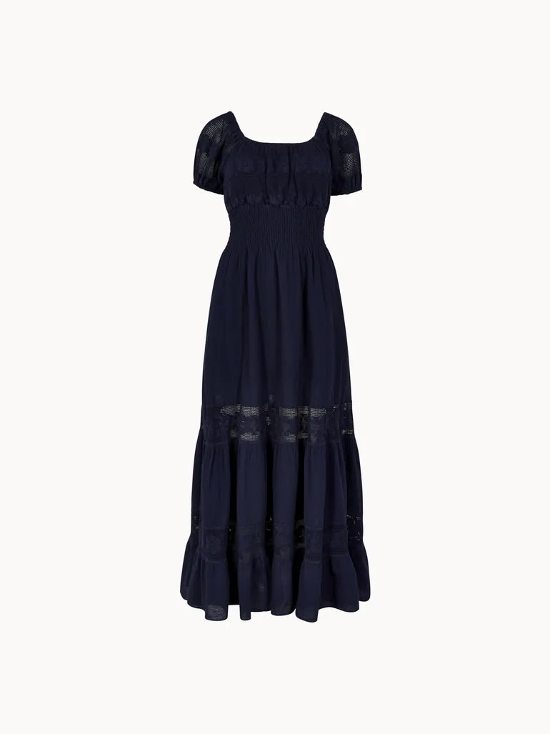 Floral Lace Cotton Milkmaid Maxi Dress - 6