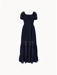 Floral Lace Cotton Milkmaid Maxi Dress - 6