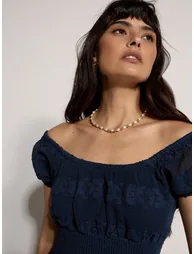 Floral Lace Cotton Milkmaid Maxi Dress - 3