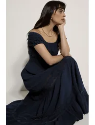 Floral Lace Cotton Milkmaid Maxi Dress - 7