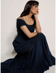 Floral Lace Cotton Milkmaid Maxi Dress - 2