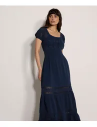 Floral Lace Cotton Milkmaid Maxi Dress - 5