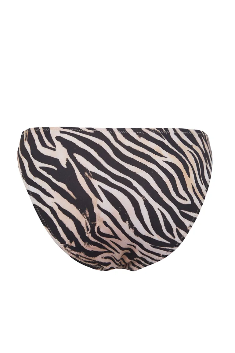 Brown-Multi Colourful  Animal V Cut Brazilian Bikini Bottom - 4