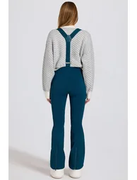 Waterproof High-Rise Salopettes with Suspenders in Teal - 4