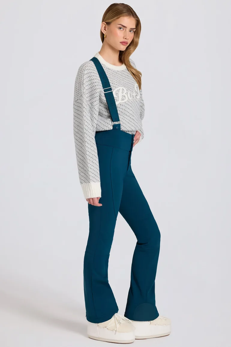 Waterproof High-Rise Salopettes with Suspenders in Teal - 5