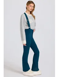 Waterproof High-Rise Salopettes with Suspenders in Teal - 5