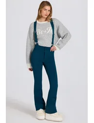 Waterproof High-Rise Salopettes with Suspenders in Teal - 1