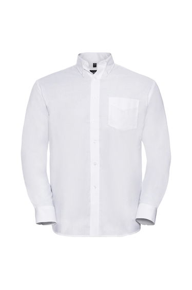 Russell Mens Oxford Easy-Care Long-Sleeved Shirt - White