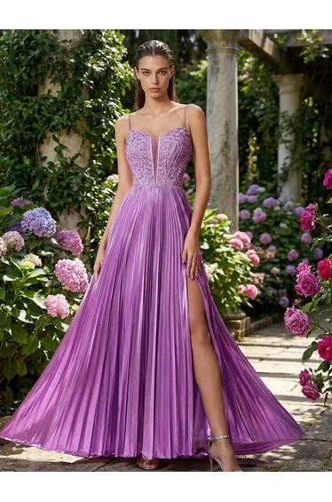 Leely Women's Elegant Spaghetti Straps Sleeveless Prom Dress