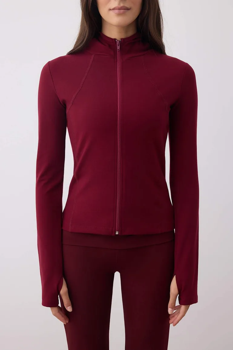 Burgundy Brushed Scuba Knitted Sports Jacket - 3